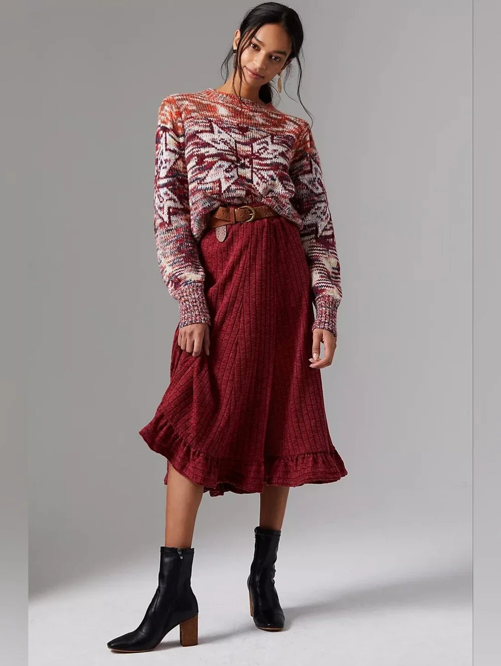 Anthropologie Pauline Midi Sweater Skirt